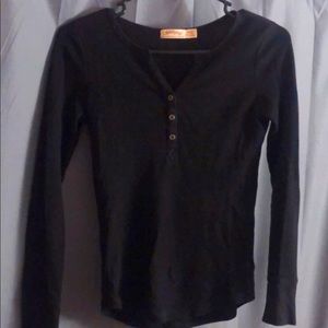 V-neck Black Faded Glory long sleeve shirt.